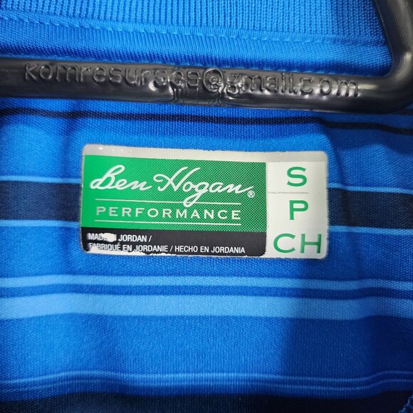 Men's Blue Ben Hogan Performance Polo Shirt Striped Short Sleeve Size S - Picture 5 of 10